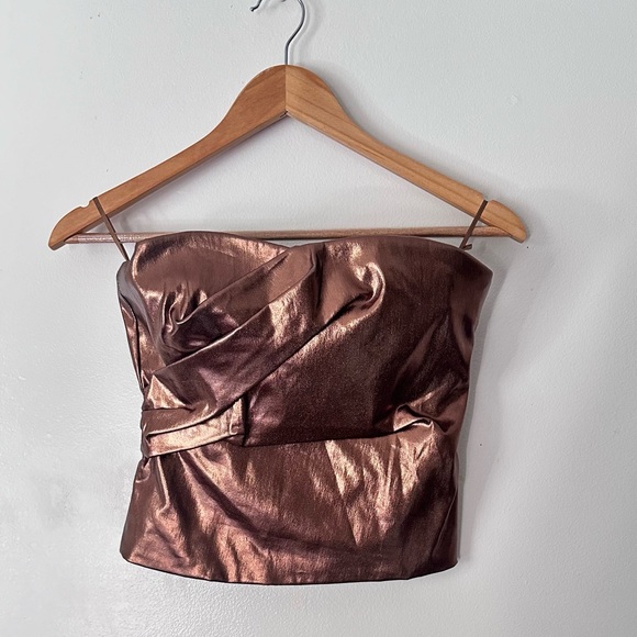 Zara Bronze Gold Corset Tube Top - Picture 3 of 6